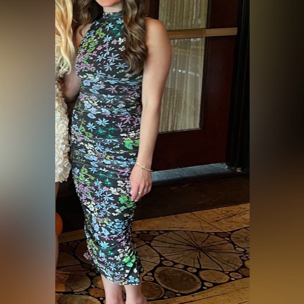 AFRM High Neck Black Floral Midi Dress - Picture 4 of 4